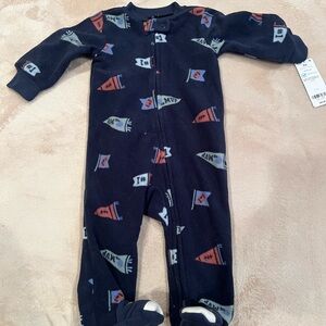 Carters 6 mo Navy Blue Fleece One-Piece Footed Pajamas